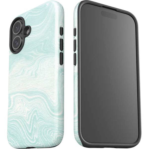 Marbleized Mint iPhone 16 Plus Impact Case